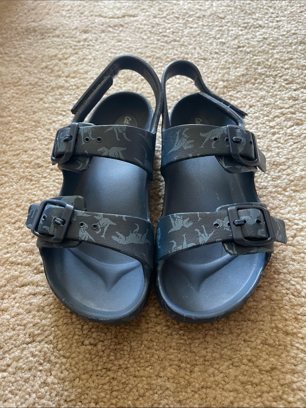 Cat & Jack Blue Kids Adjustable Buckle Sandals with Dinosaur Print
